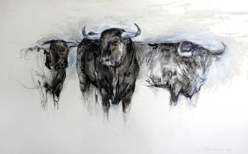 Original bull paintings | bull art in mixed media for sale | Lydia ...