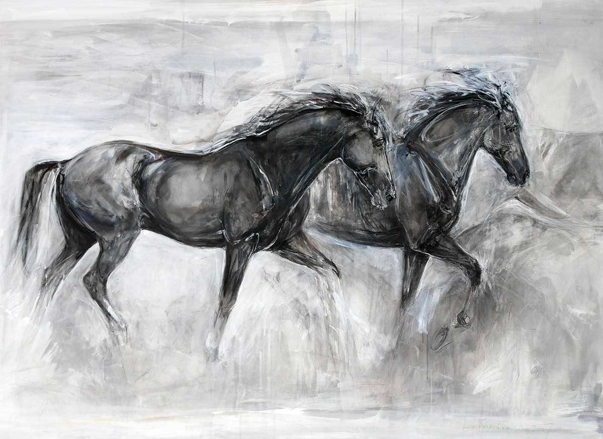 Black Horses on Canvas