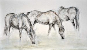 Three Horses Grazing