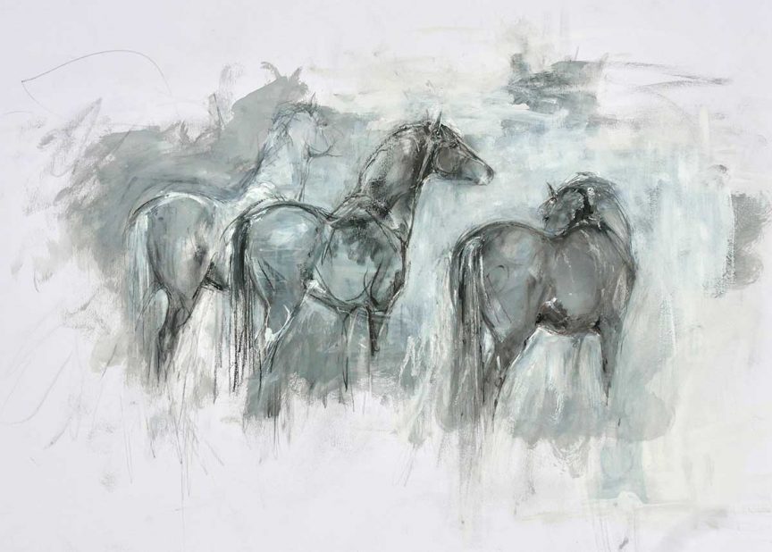 Oil Sketch 3 Horses